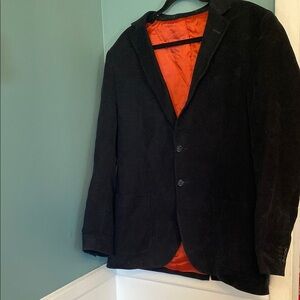 Gant Men's Black Blazer with Orange Lining - velvet - size 52 - 100% cotton